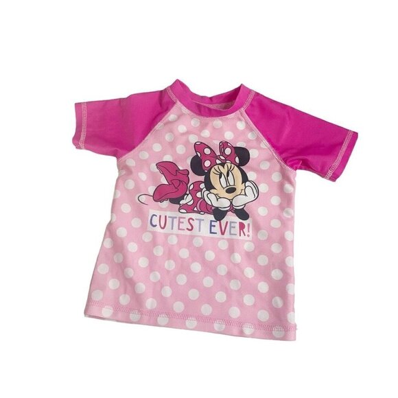 Disney Minnie Mouse Swimsuit Girl’s Rash Guard Shirt Tankini Set Size 3T Pink - Picture 2 of 4